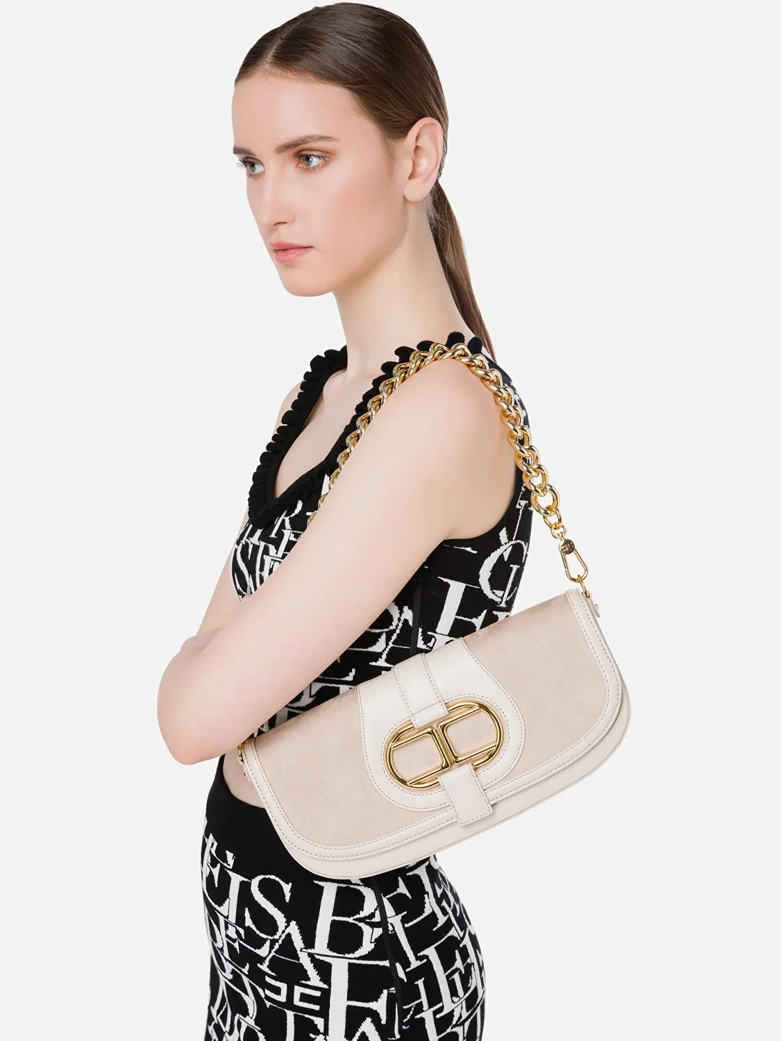 BOLSO BAGETTE CON LOGOTIPO ELISABETTA FRANCHI