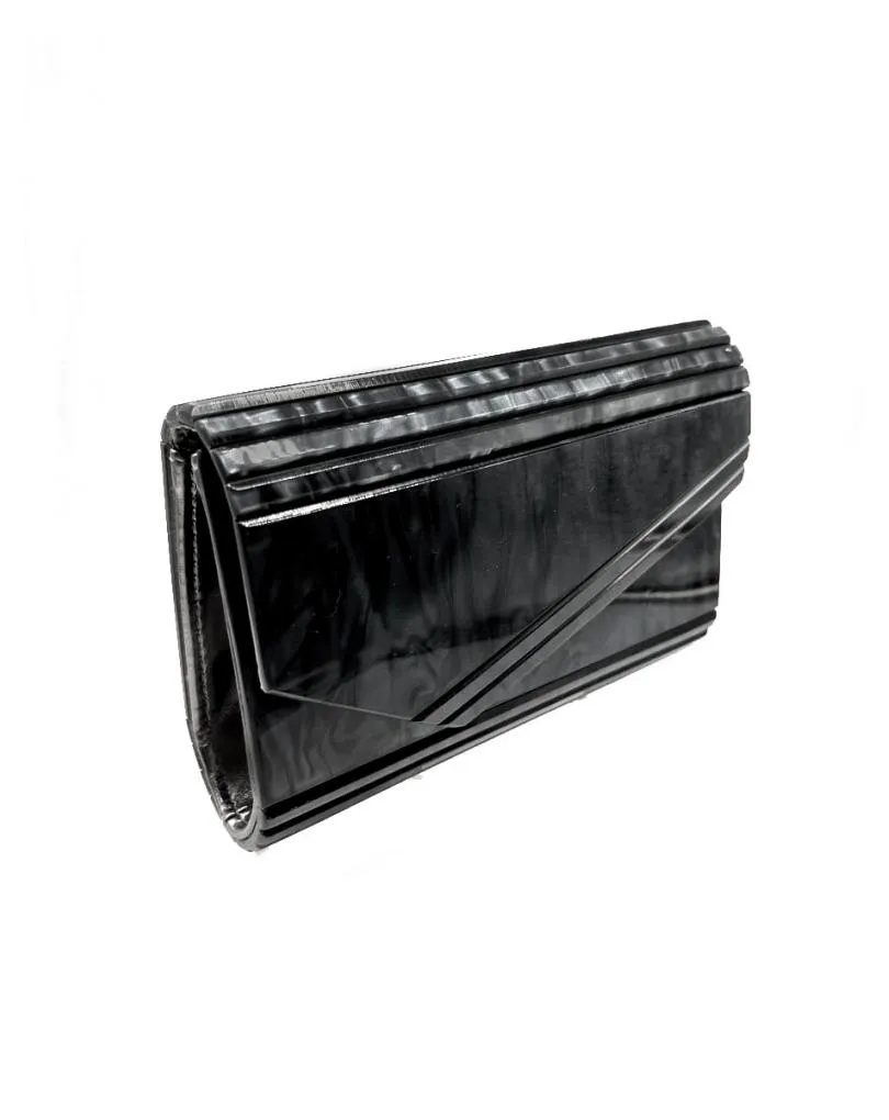 BOLSOS ELEGANTES DE FIESTA Y NOCHE NEGROS EN CAREY SINTETICO