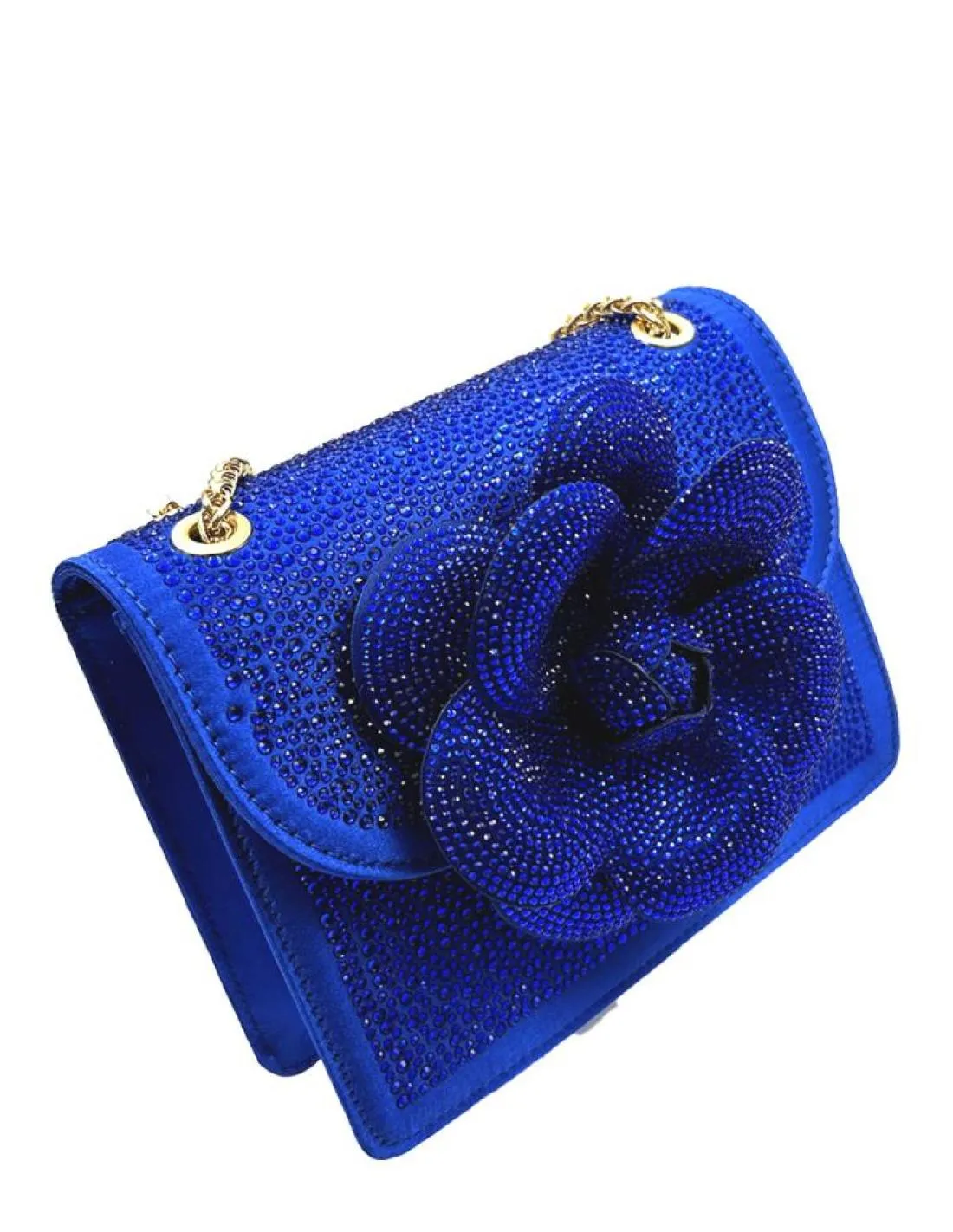 BOLSOS FIESTA AZULONES PEQUEÑOS CON BONITA FLOR DE PEDRERIA PARA INVITADAS DE BODAS