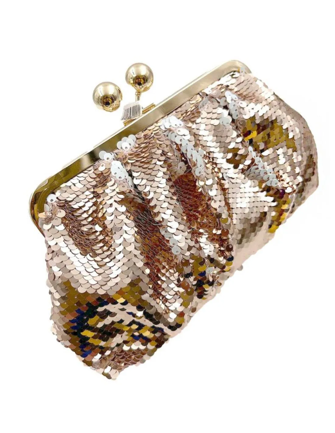 BOLSOS ORO ROSA LENTEJUELAS DISCO Y CIERRE VINTAGE PARA BODAS DE NOCHE Y FIESTAS