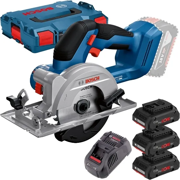 BOSCH  0615990L1R  JUEGO3 PILAS SI INCARCATOR, LIION, 18 V, 4 AH, CAJA ESPECIAL + BOSCH  GKS 18V51  SIERRA CIRCULAR SIN BA