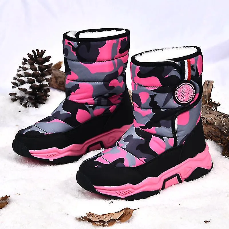Botas de nieve de invierno para niños Botines cálidos Antideslizantes Niños Niñas Zapatos de invierno 118