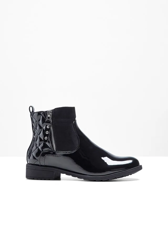 Botines de charol Negro