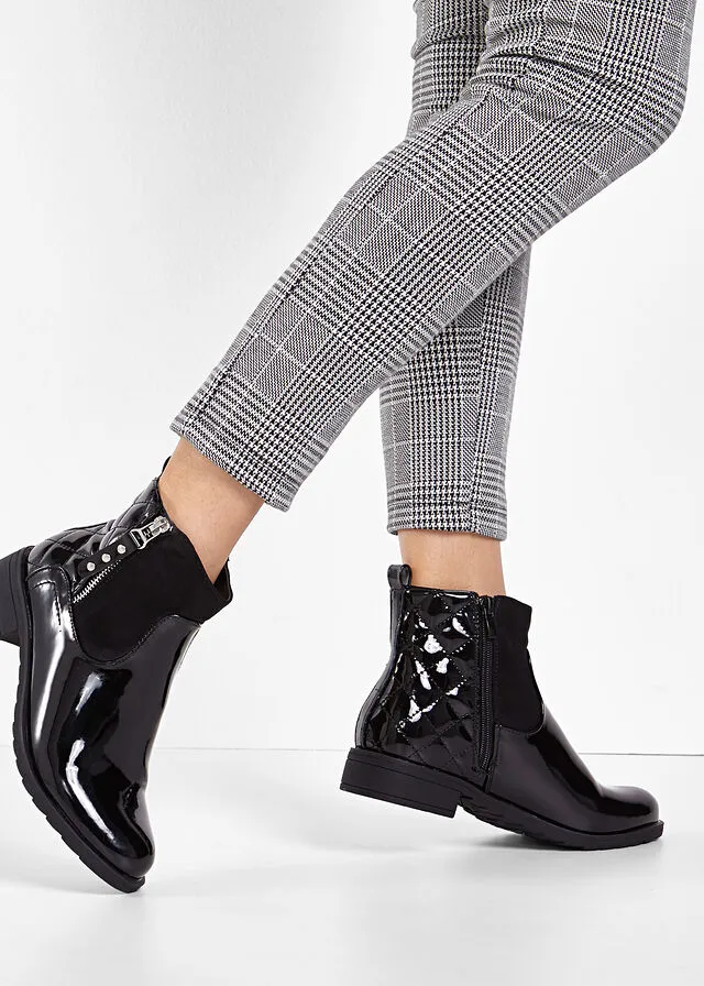 Botines de charol Negro