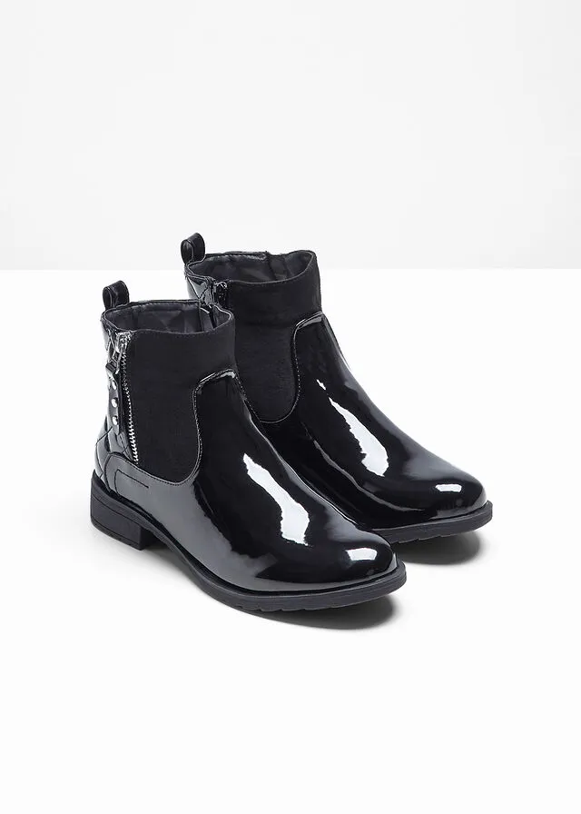 Botines de charol Negro