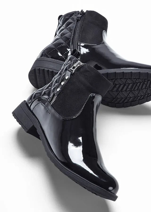 Botines de charol Negro