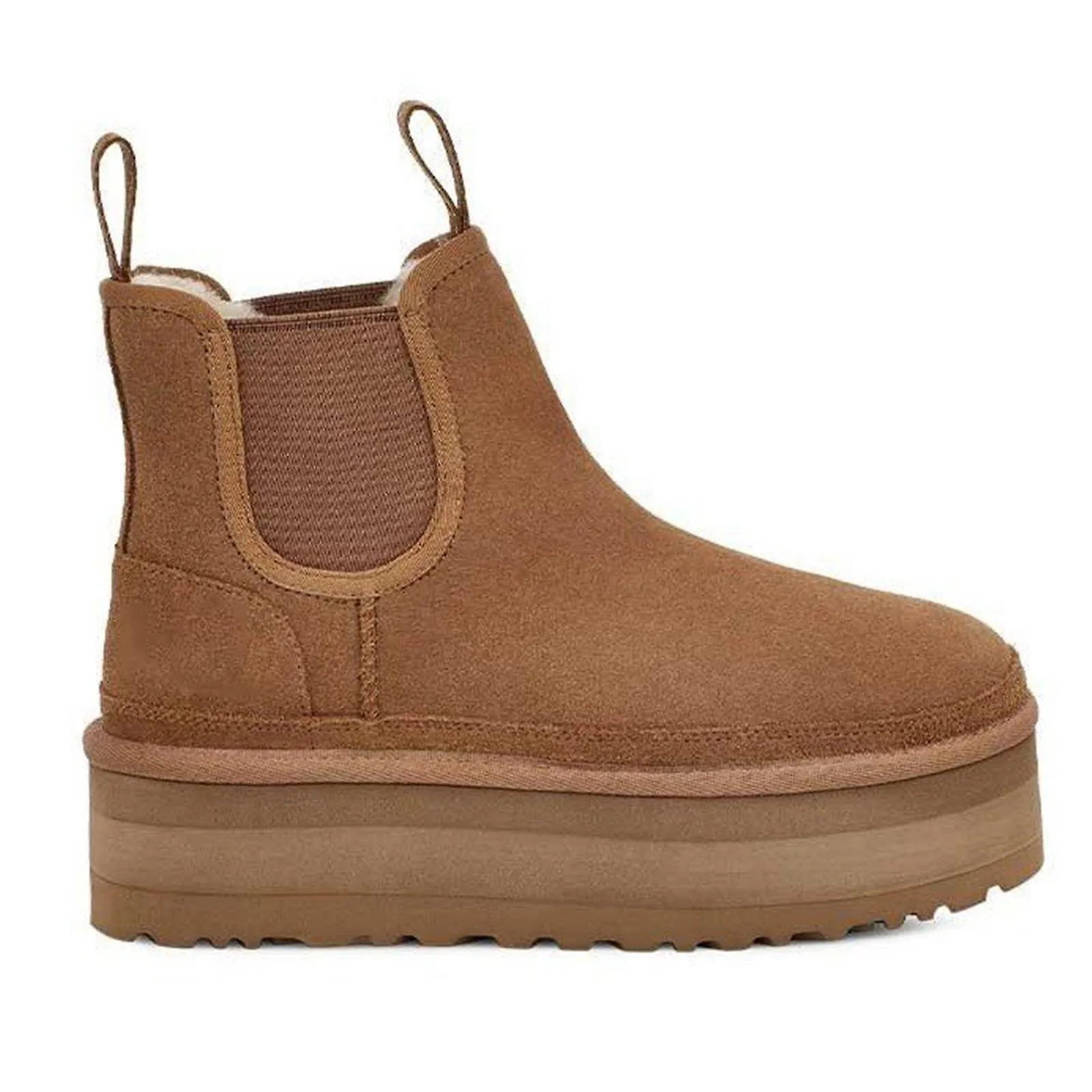 Botines de felpa para mujer Botas cortas de tacón apilado de moda Tacones gruesos de invierno Botas Chelsea