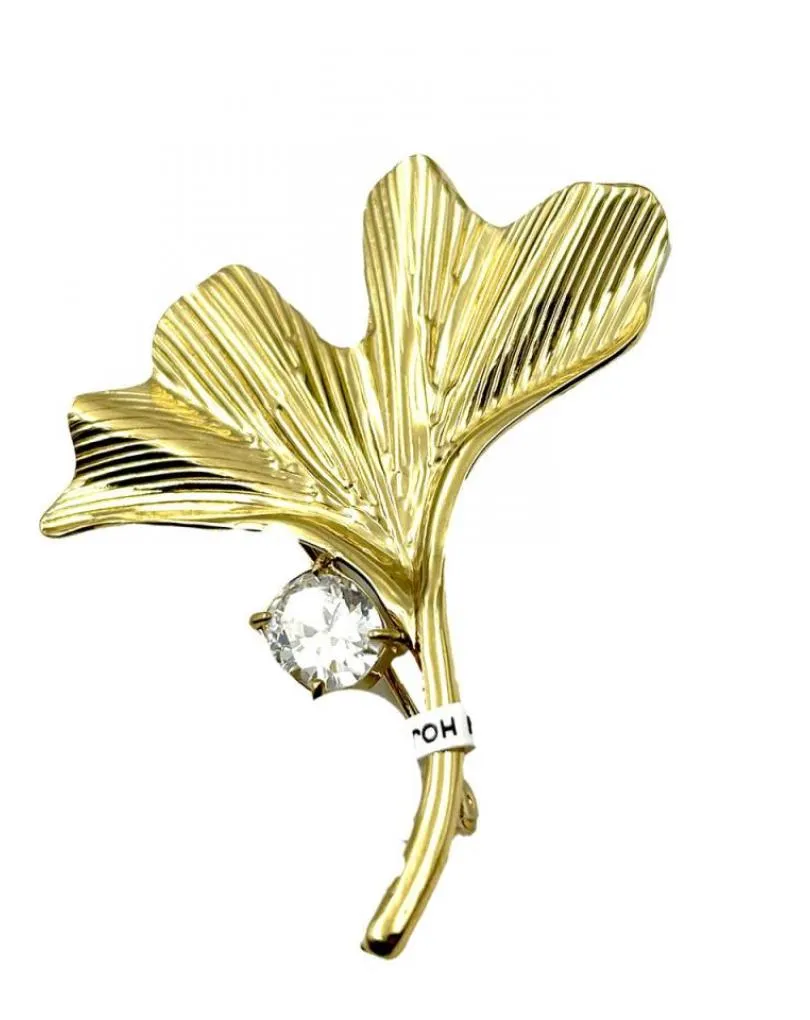 BROCHES ELEGANTES PARA MUJER CON HOJITA DECORADA CON CRISTAL
