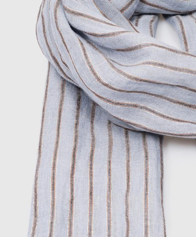 Brunello Cucinelli Blue striped linen stole