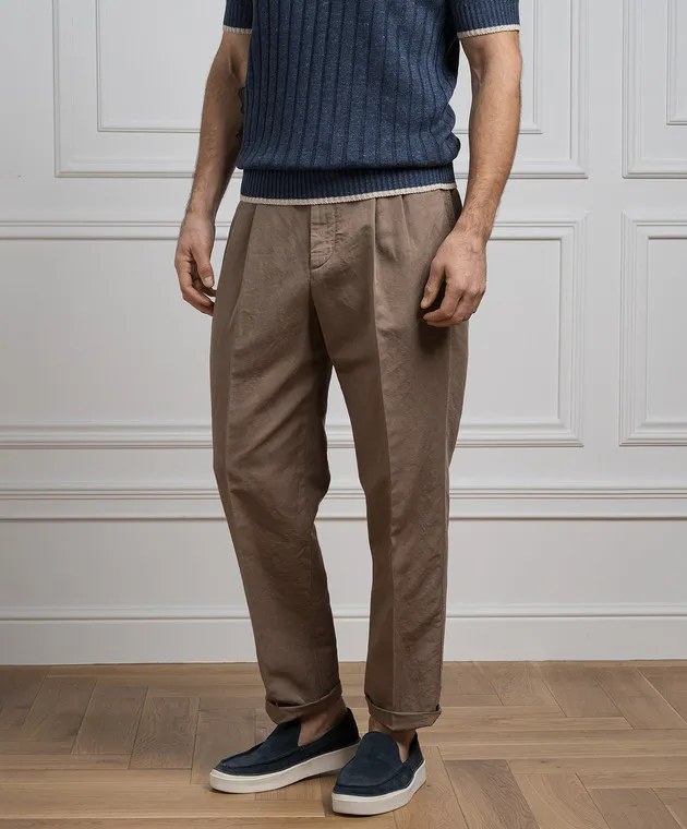 Brunello Cucinelli Brown pants with linen