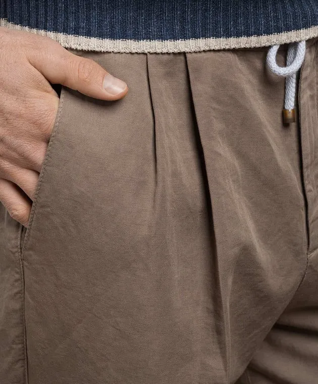 Brunello Cucinelli Brown pants with linen