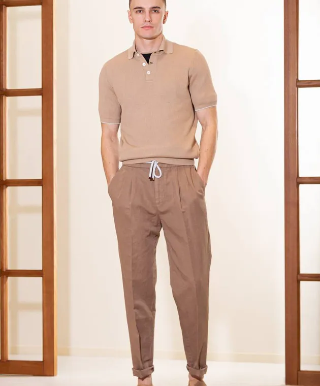 Brunello Cucinelli Brown pants with linen