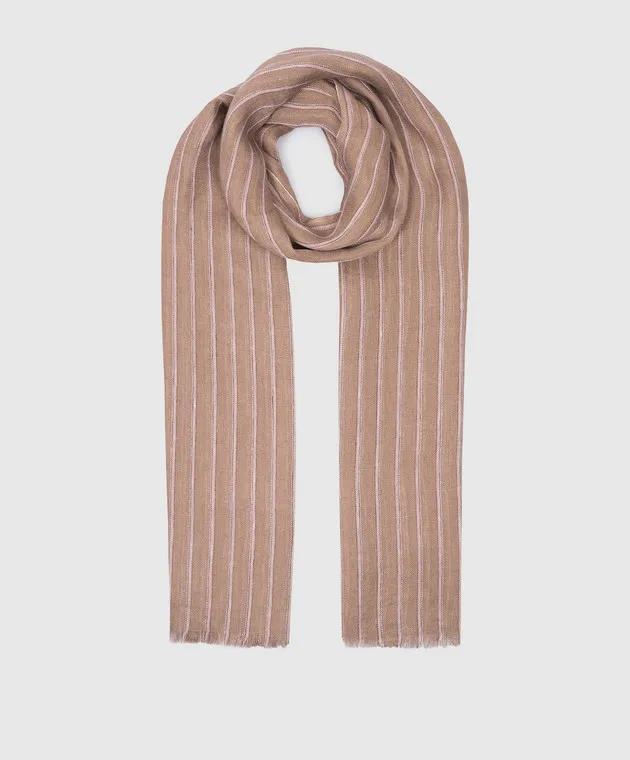 Brunello Cucinelli Brown stole made of linen with lurex