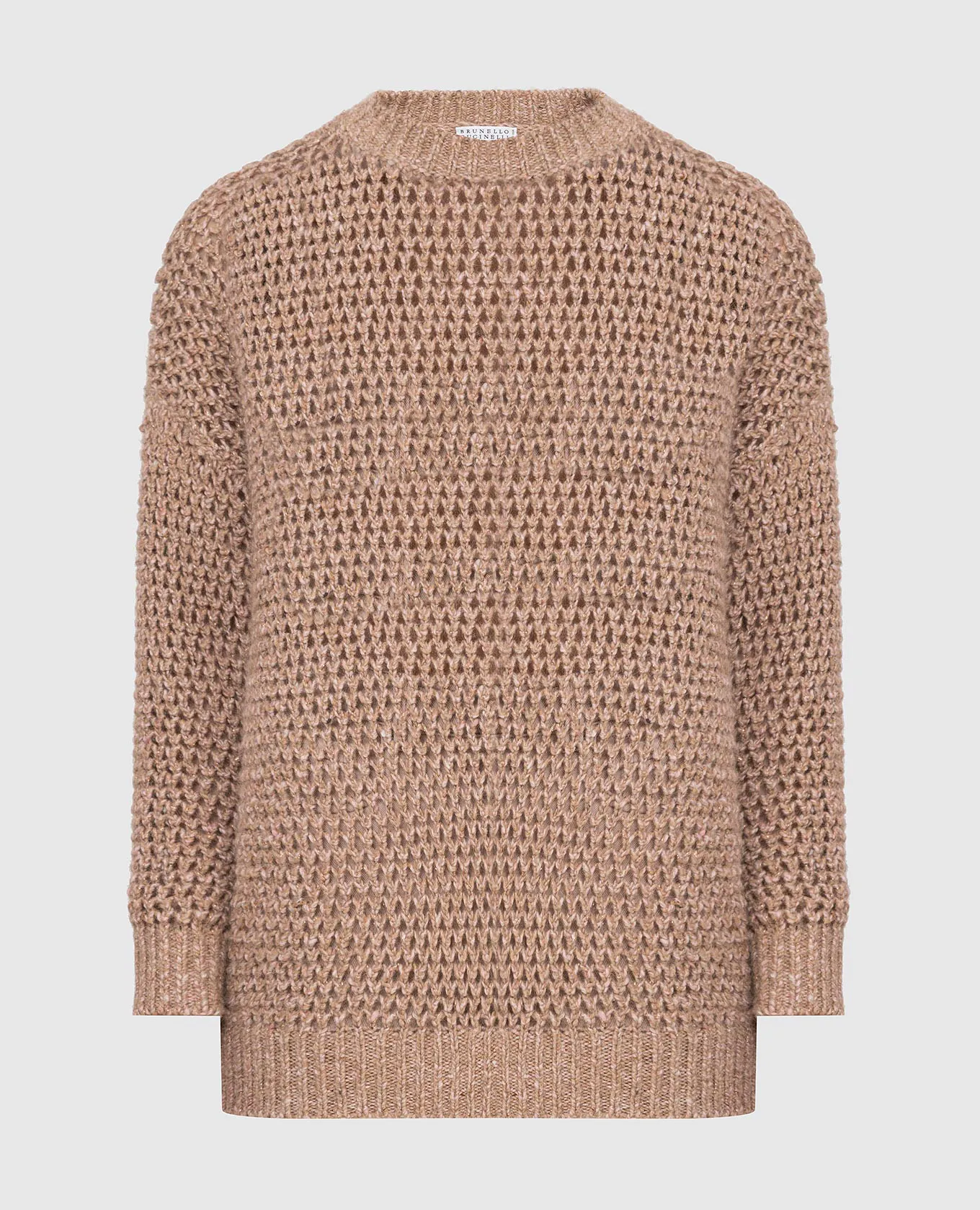 Brunello Cucinelli Dark beige sweater with lurex