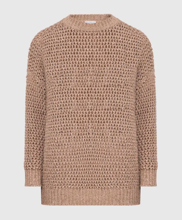 Brunello Cucinelli Dark beige sweater with lurex