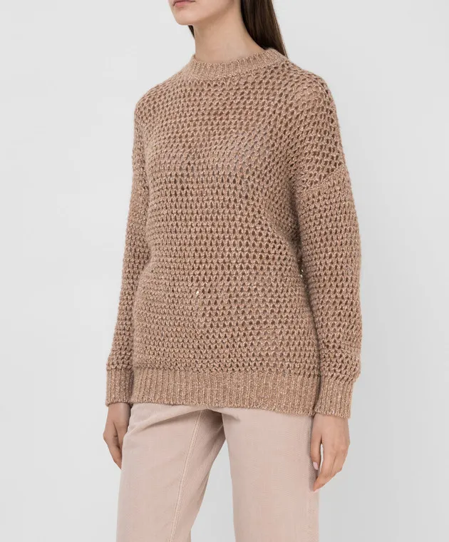 Brunello Cucinelli Dark beige sweater with lurex