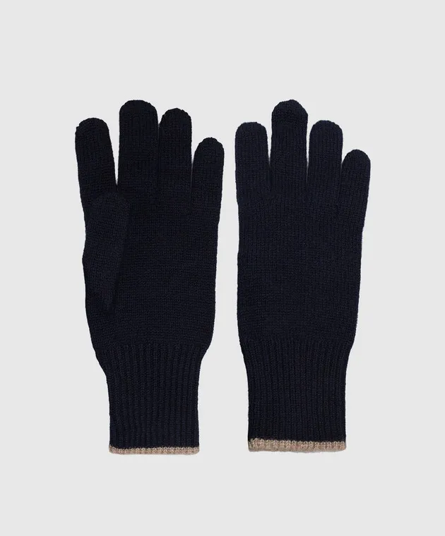 Brunello Cucinelli Navy blue cashmere gloves