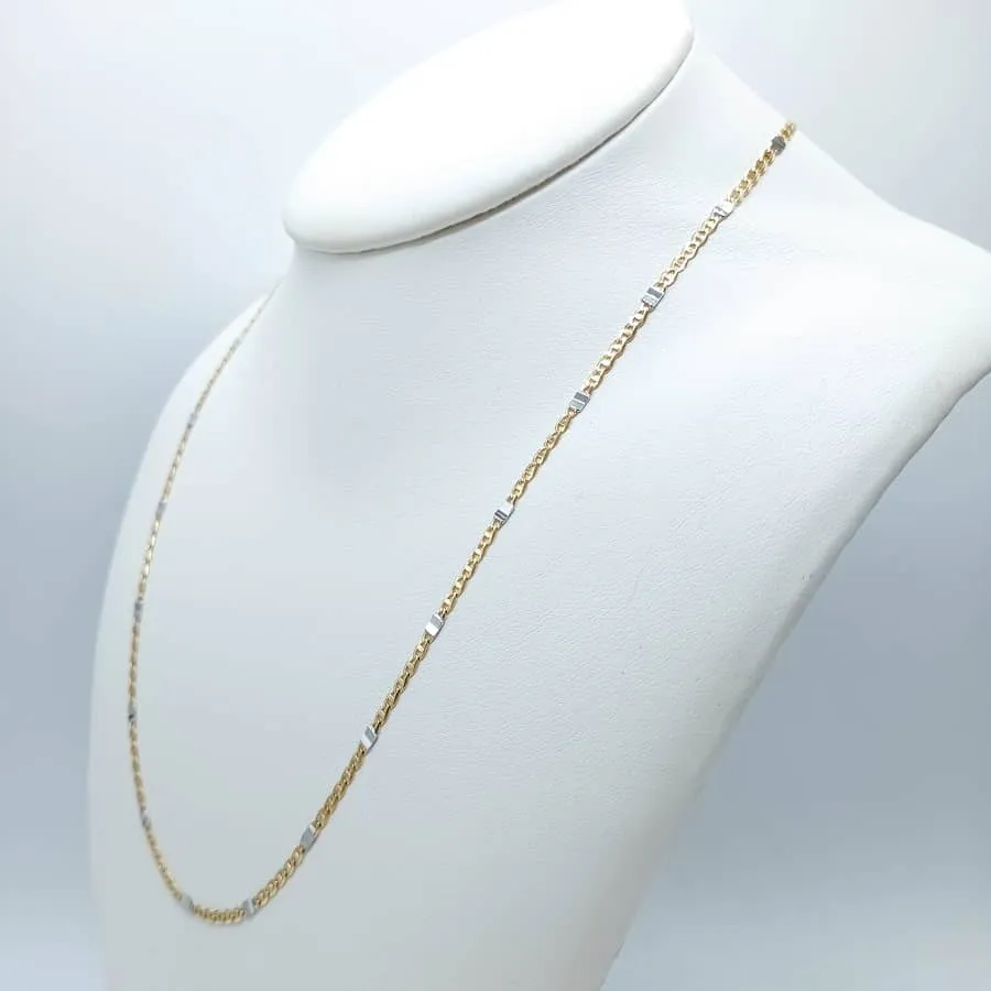 Cadena 18k oro ancla bicolor