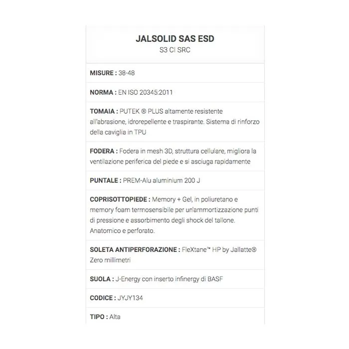 Calzado de alta seguridad Jallatte Jalsolid SAS S3 CI SRC ESD