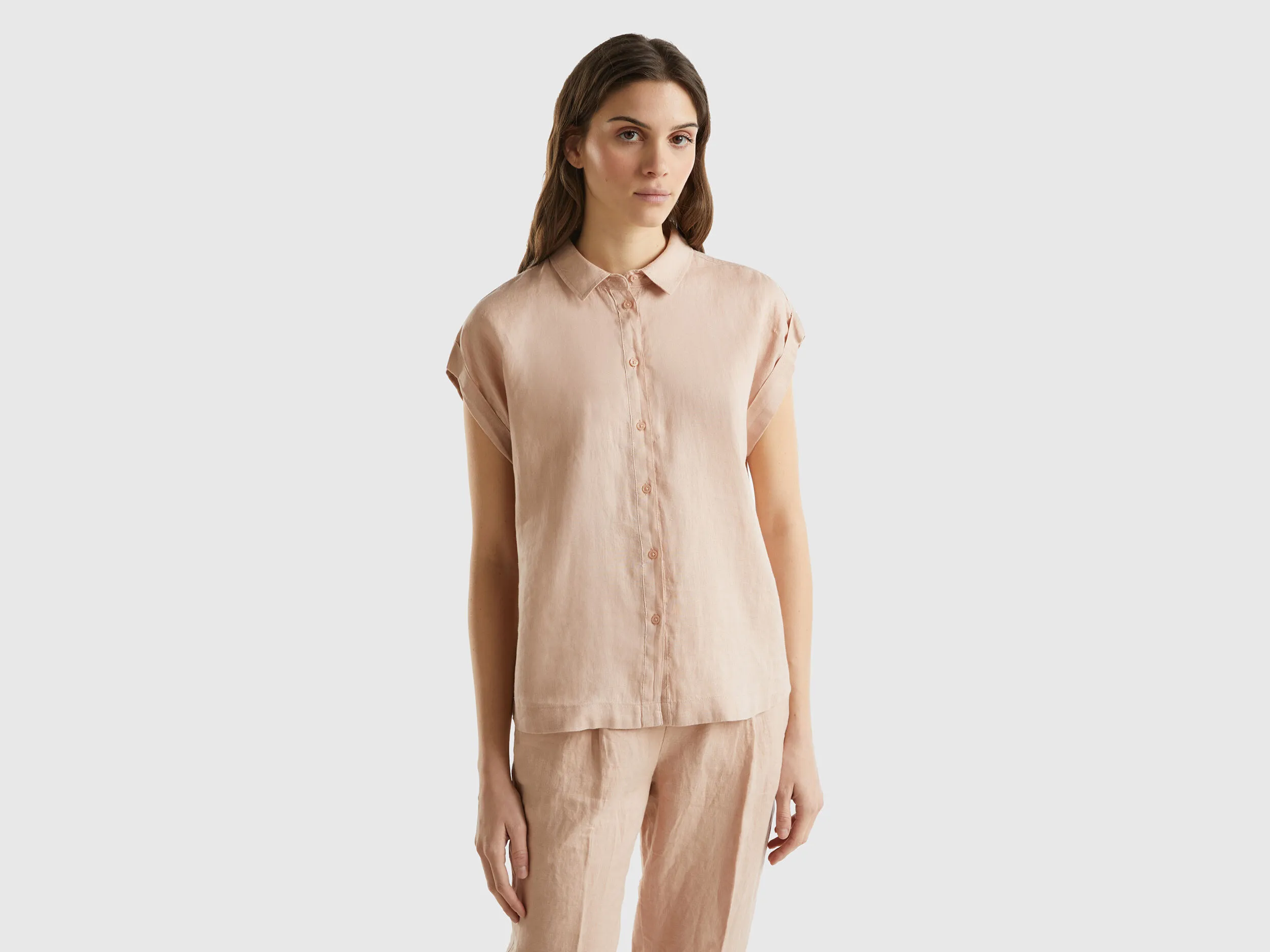 Camisa boxy fit de lino puro