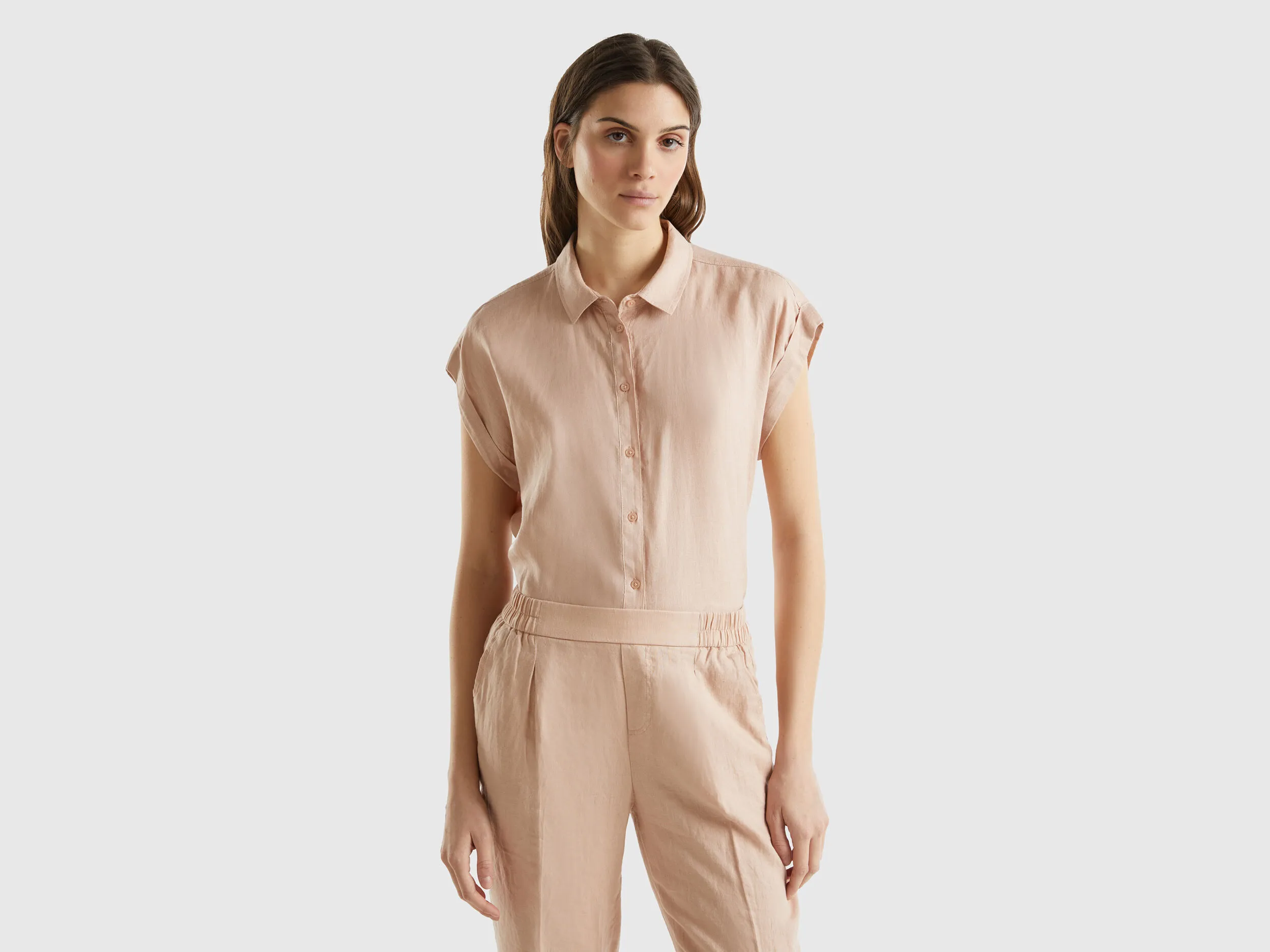 Camisa boxy fit de lino puro