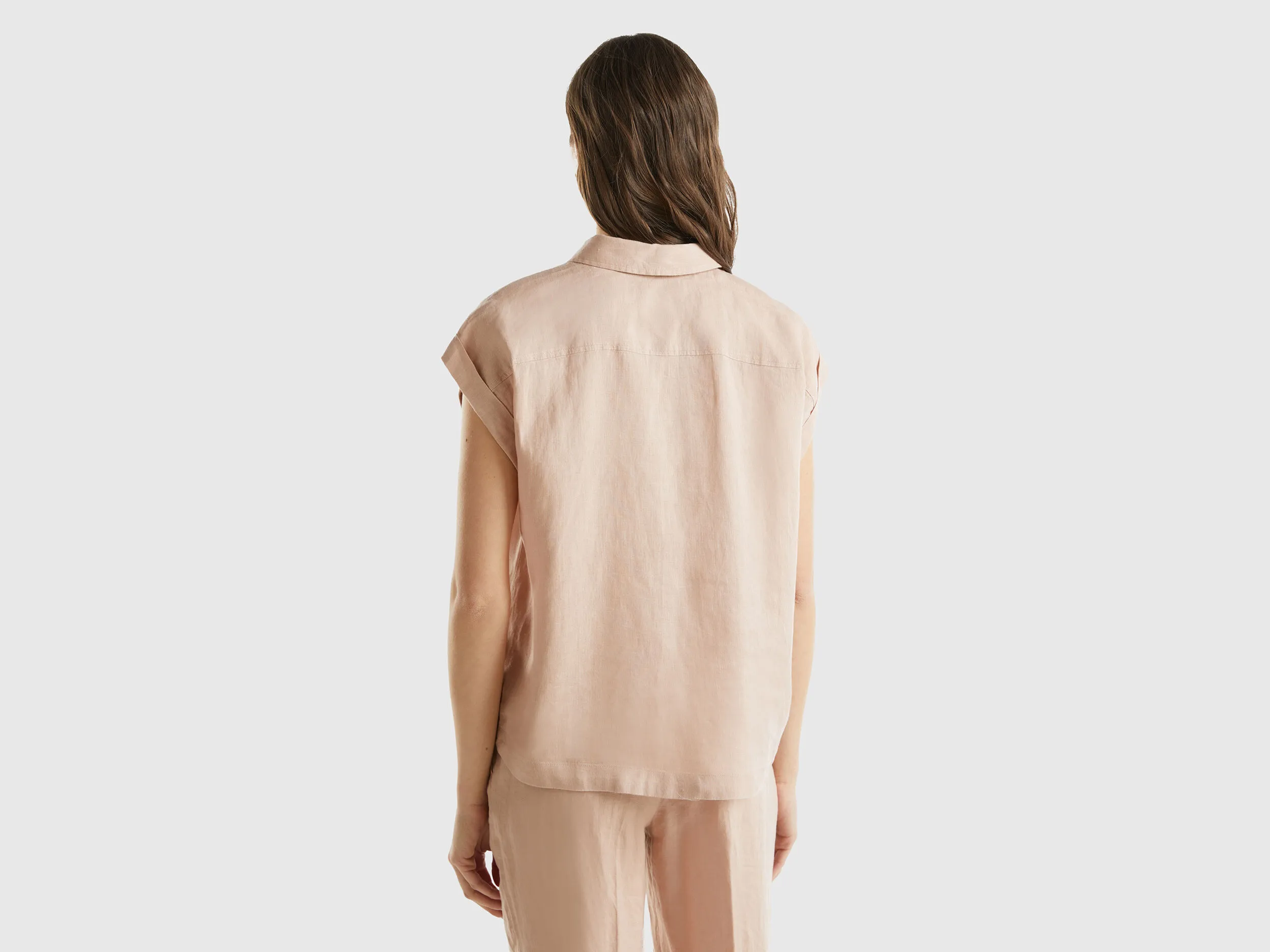 Camisa boxy fit de lino puro