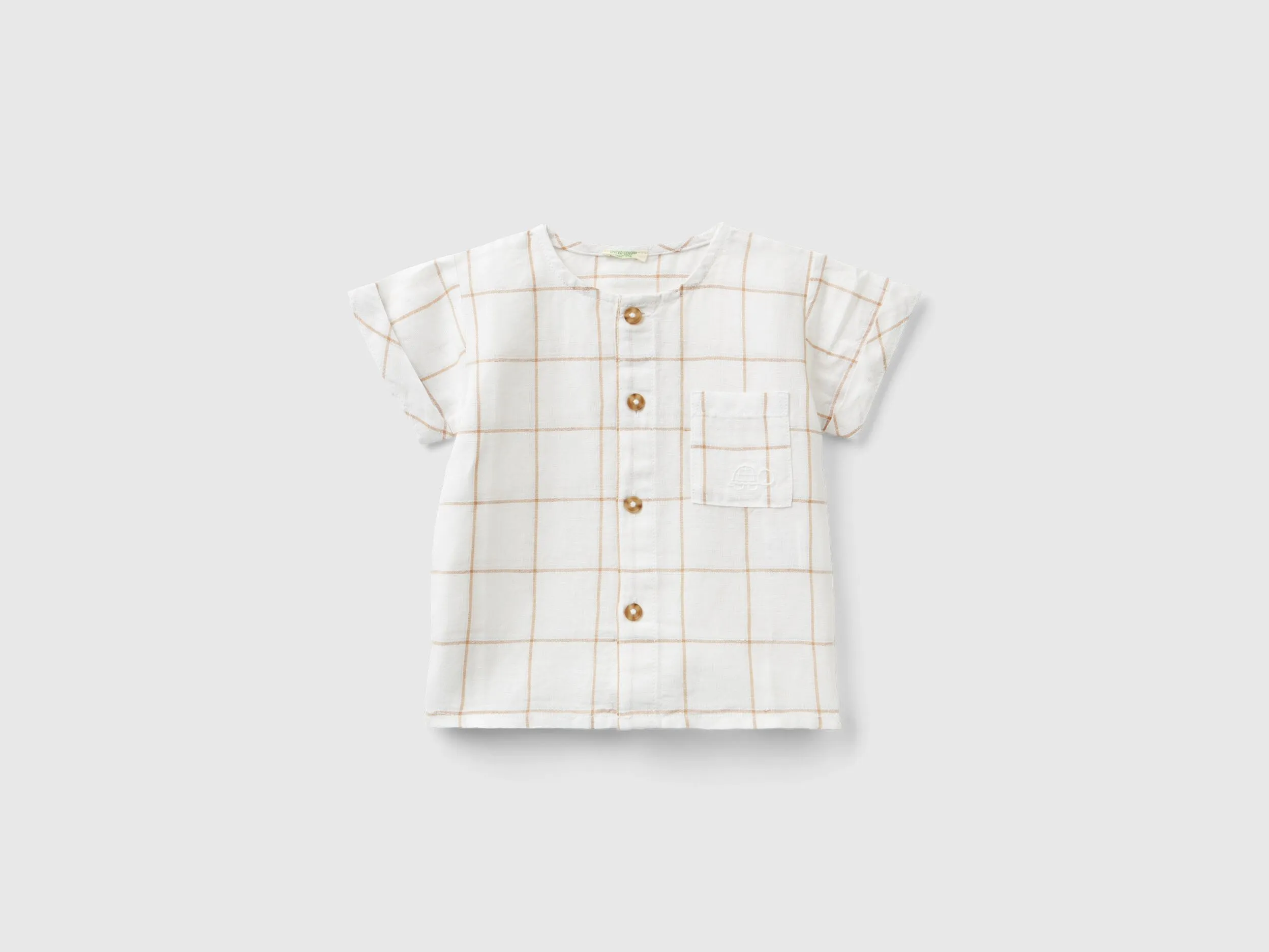 Camisa de cuadros de lino mixto