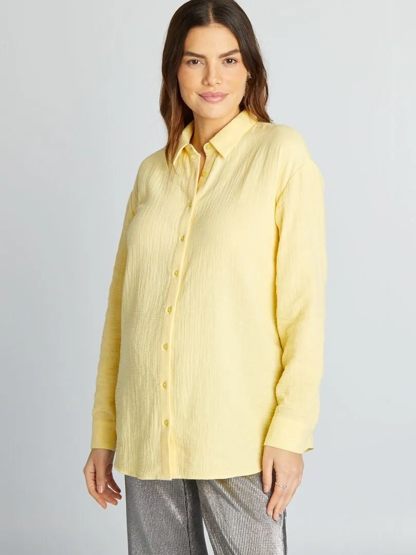 CAMISA DE GASA DE ALGODóN DE LACTANCIA  AMARILLO