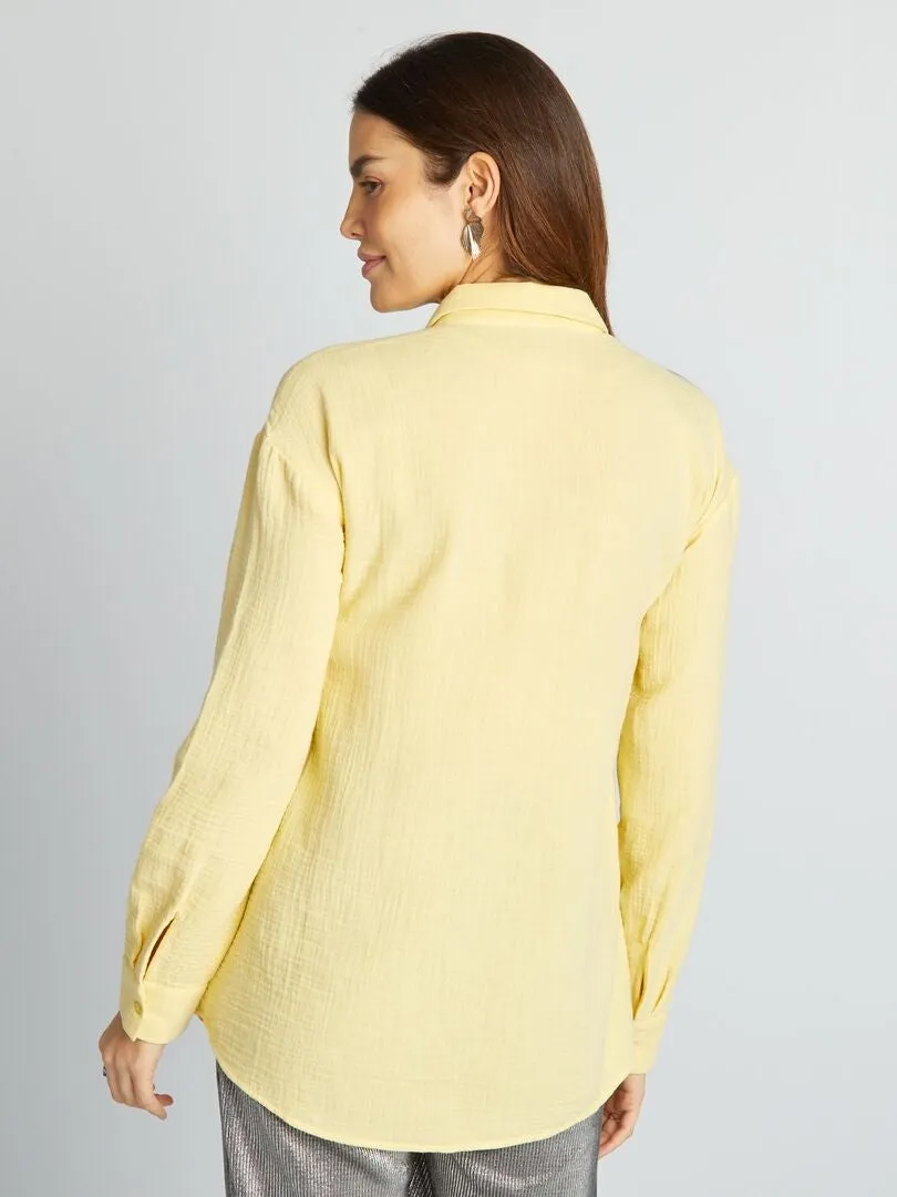CAMISA DE GASA DE ALGODóN DE LACTANCIA  AMARILLO