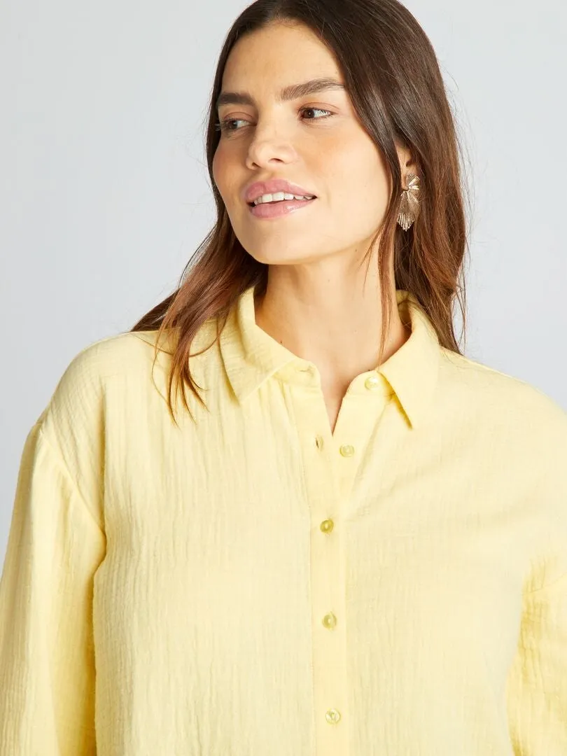 CAMISA DE GASA DE ALGODóN DE LACTANCIA  AMARILLO