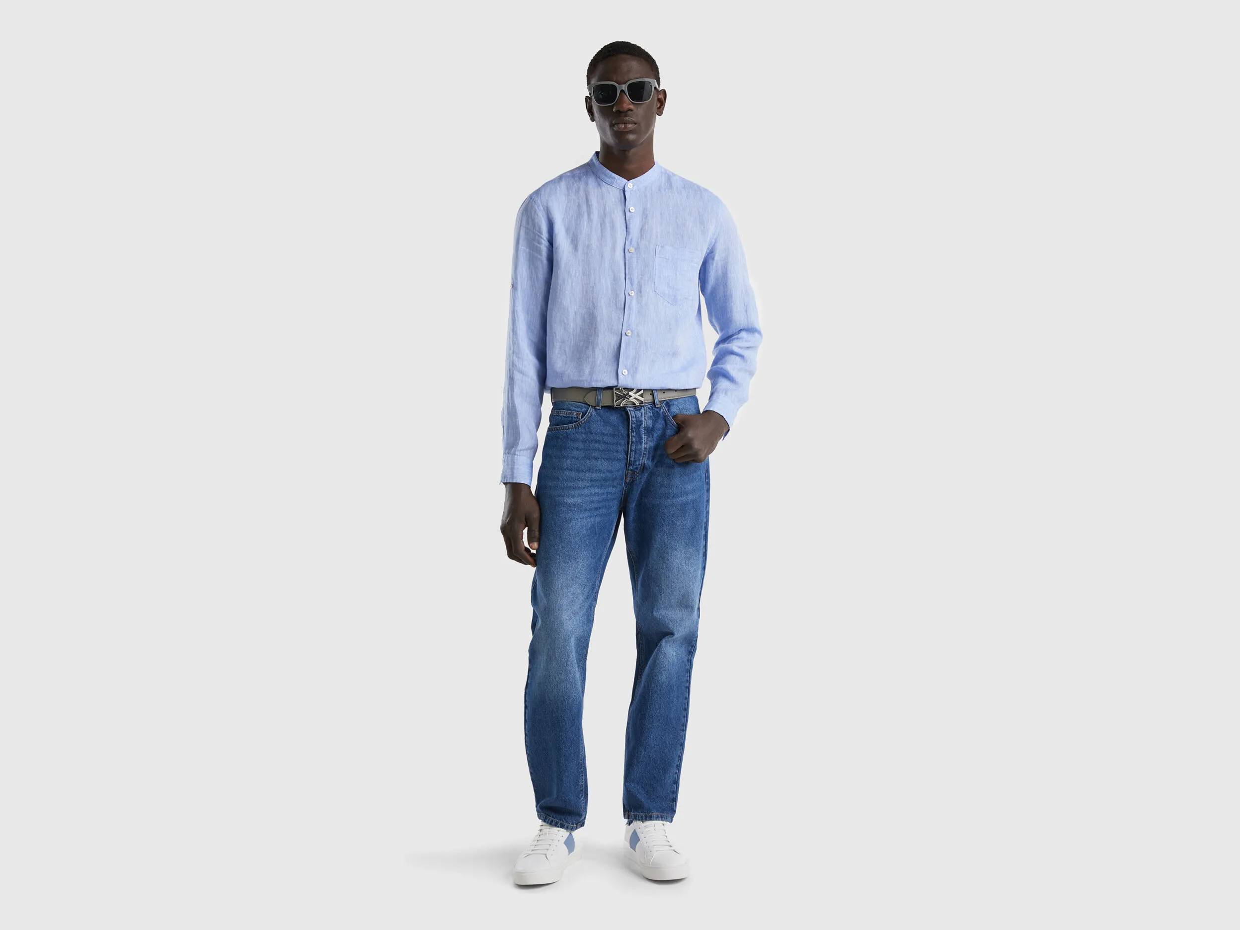 Camisa de lino con cuello mao