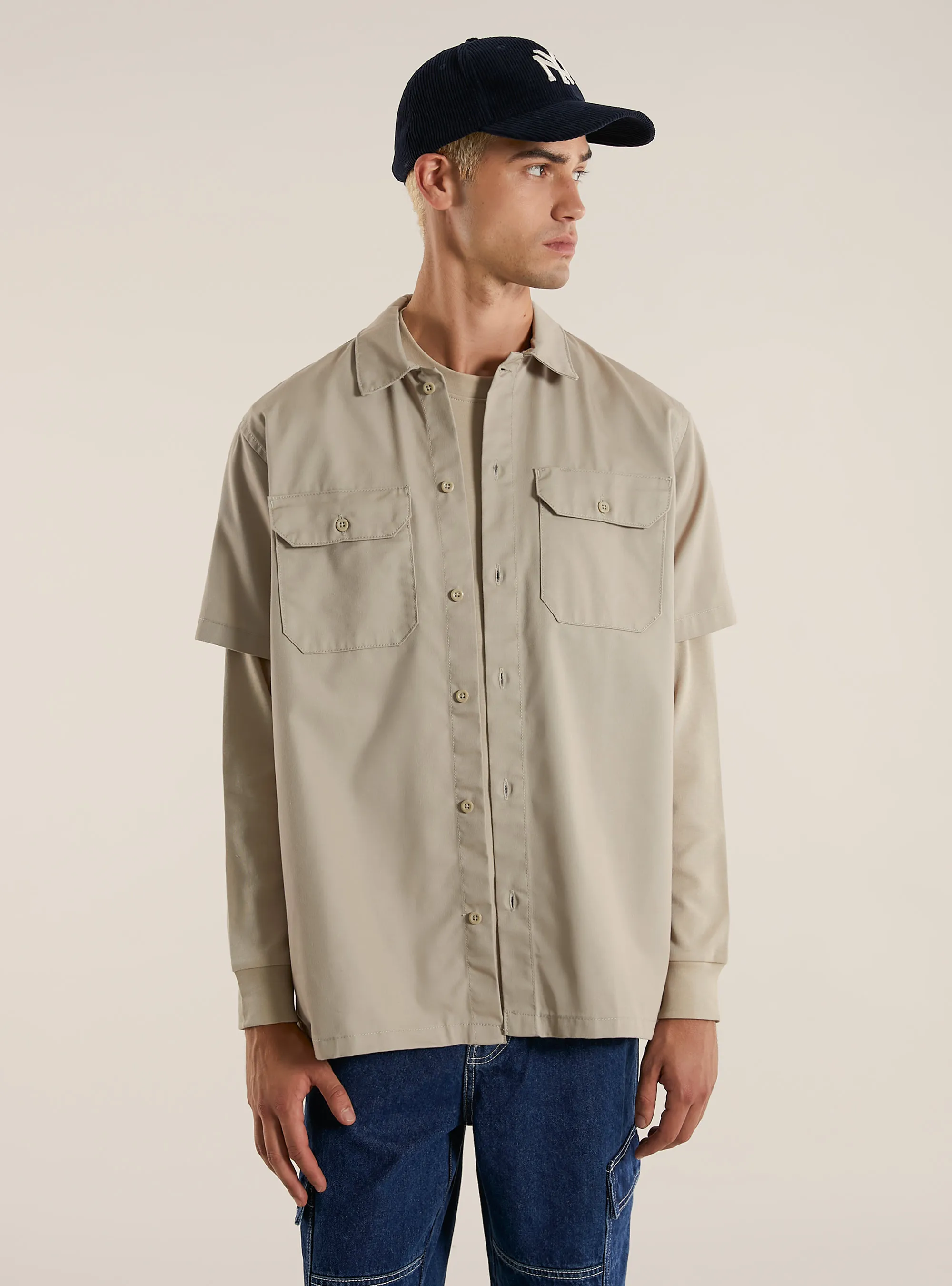 Camisa de sarga con grandes bolsillos
