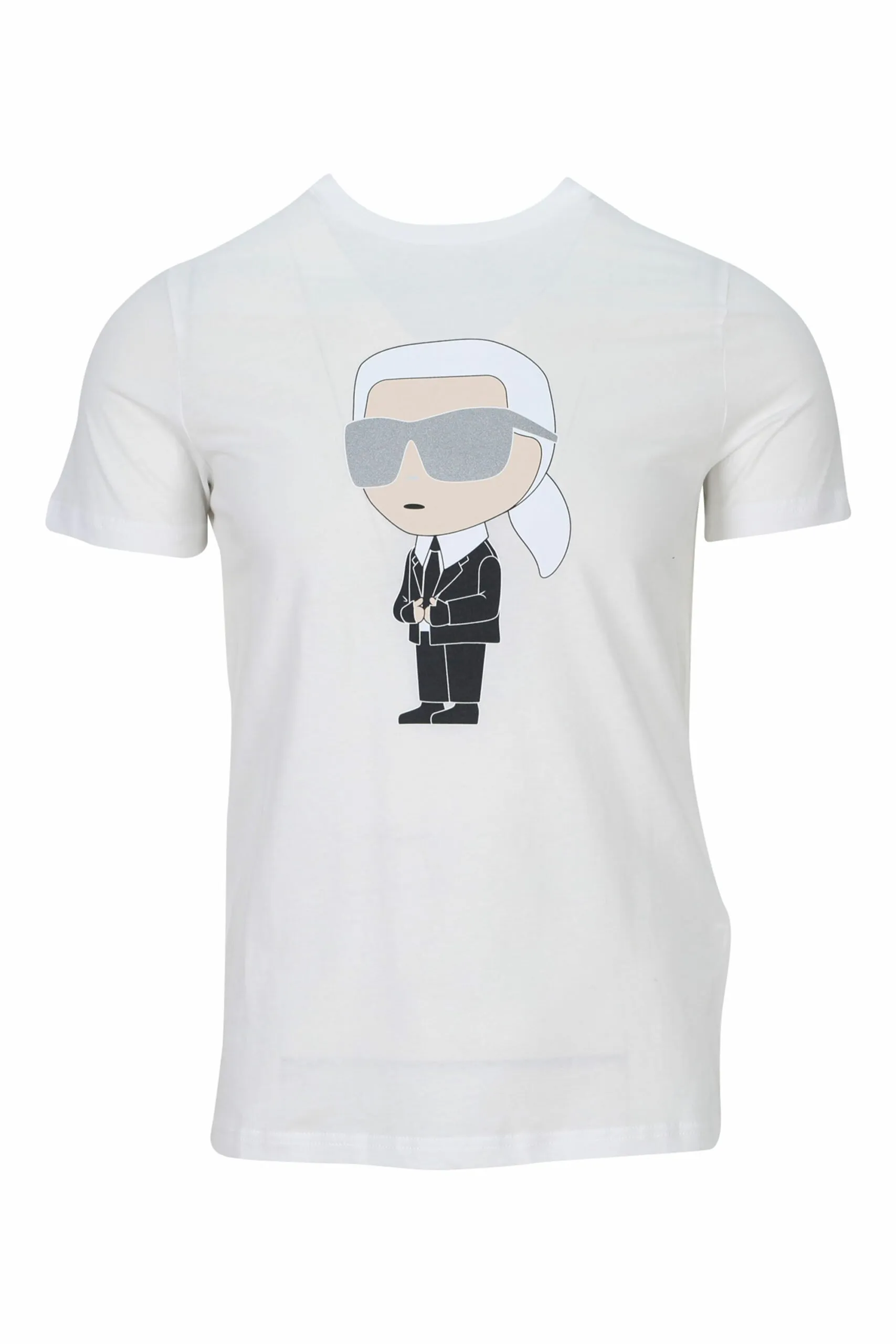 Camiseta blanca de cuello redondo con maxilogo 