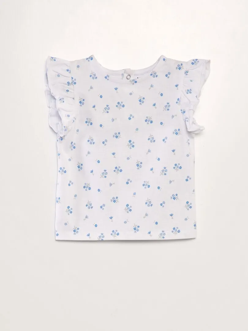 CAMISETA CON VOLANTES  BLANCO