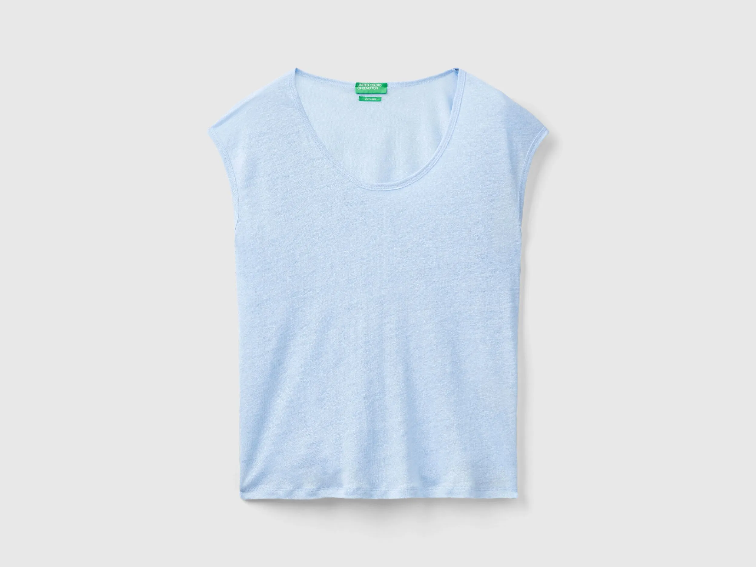 Camiseta de cuello ancho de lino puro