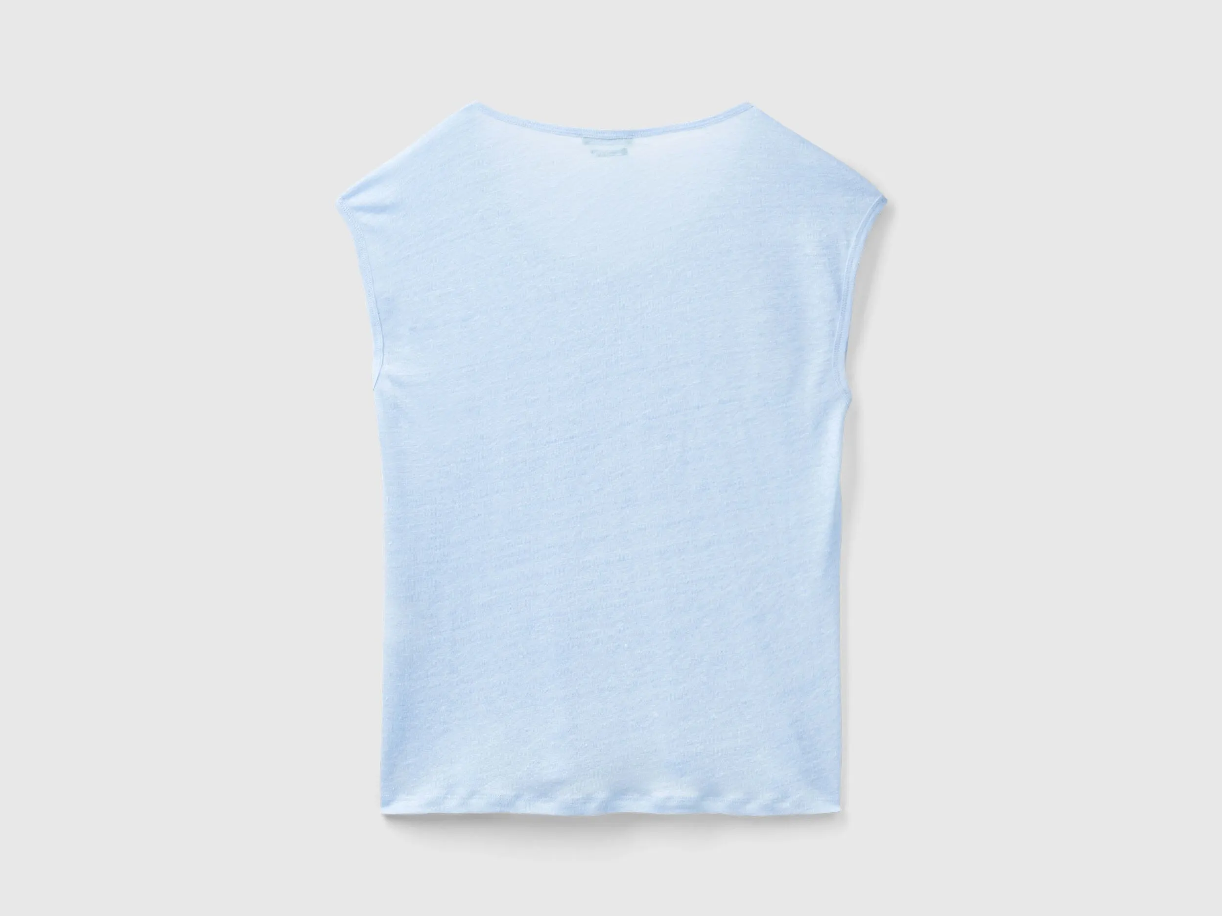Camiseta de cuello ancho de lino puro