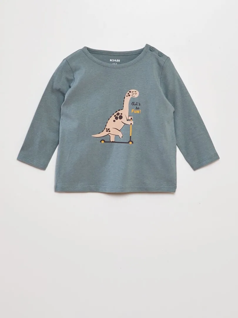 CAMISETA DE MANGA LARGA CON ESTAMPADO  VERDE