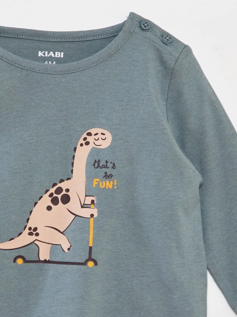 CAMISETA DE MANGA LARGA CON ESTAMPADO  VERDE