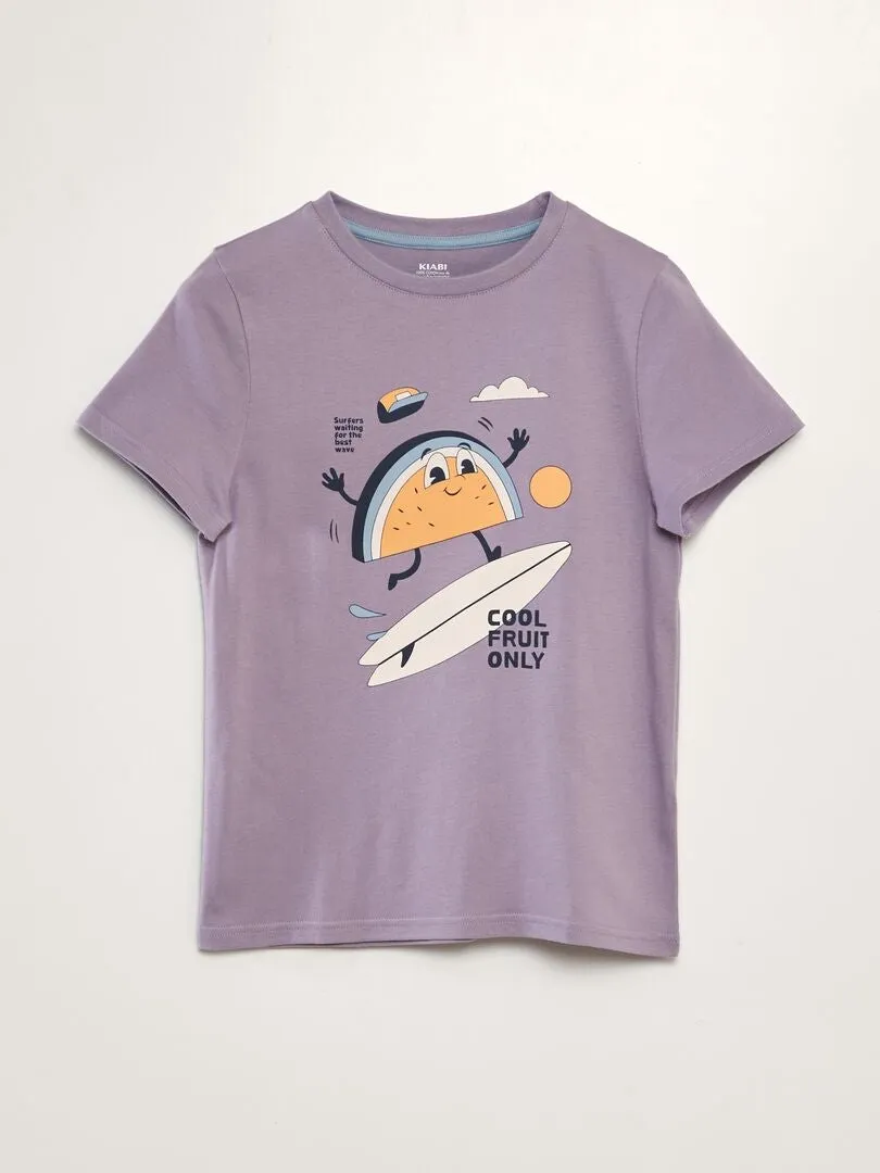 CAMISETA DE PUNTO ESTAMPADA  PURPURA