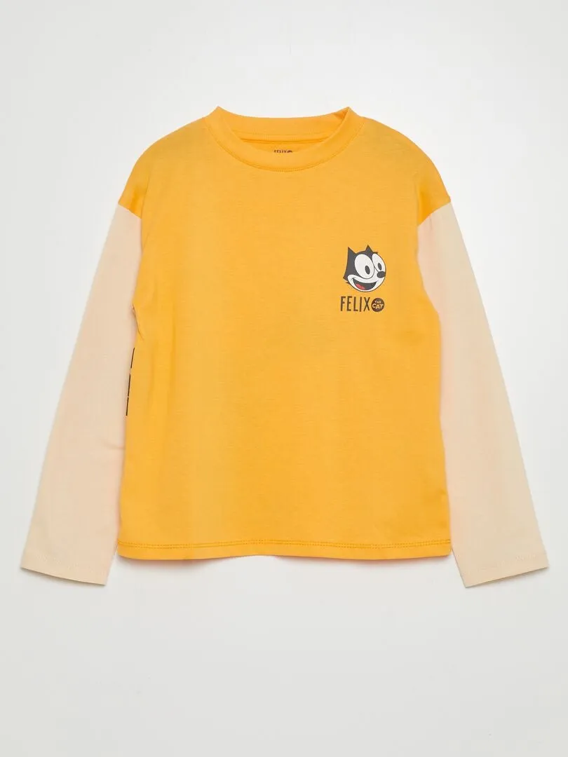 CAMISETA EFECTO 2 EN 1 'EL GATO FéLIX'  NARANJA