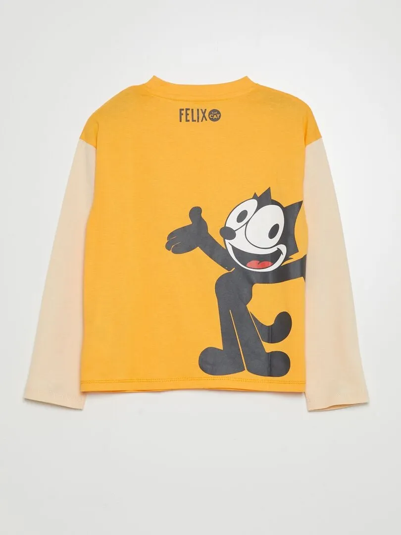 CAMISETA EFECTO 2 EN 1 'EL GATO FéLIX'  NARANJA