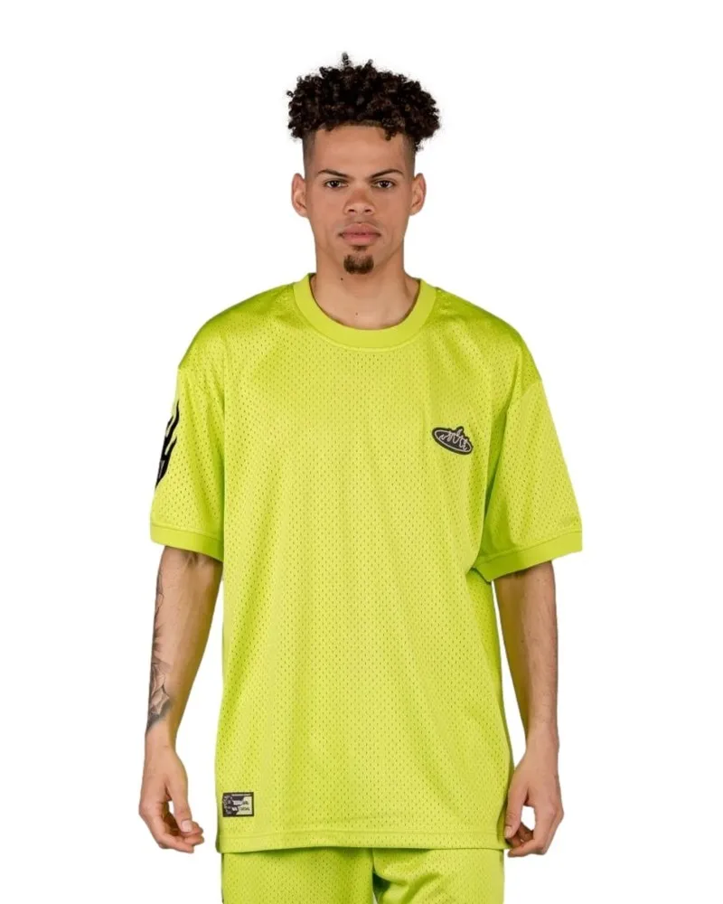 Camiseta grimey verde cloven tongues mesh tee fluor lime