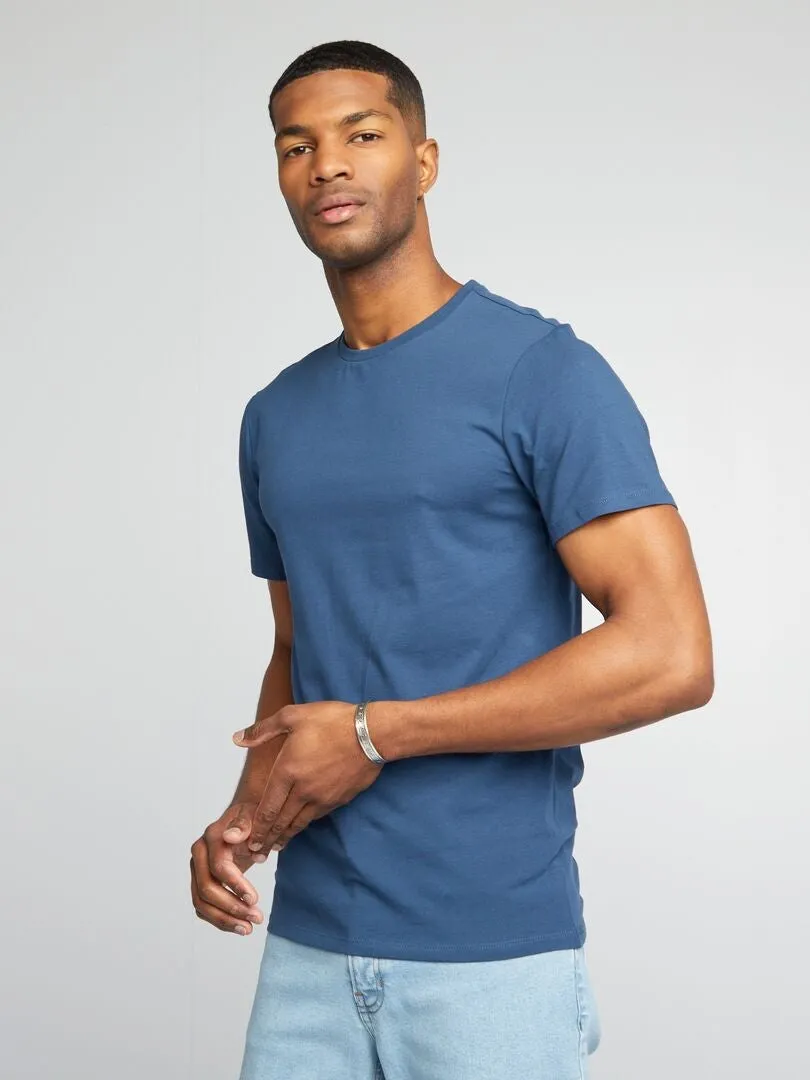 CAMISETA LISA  MUSCLE FIT  AZUL