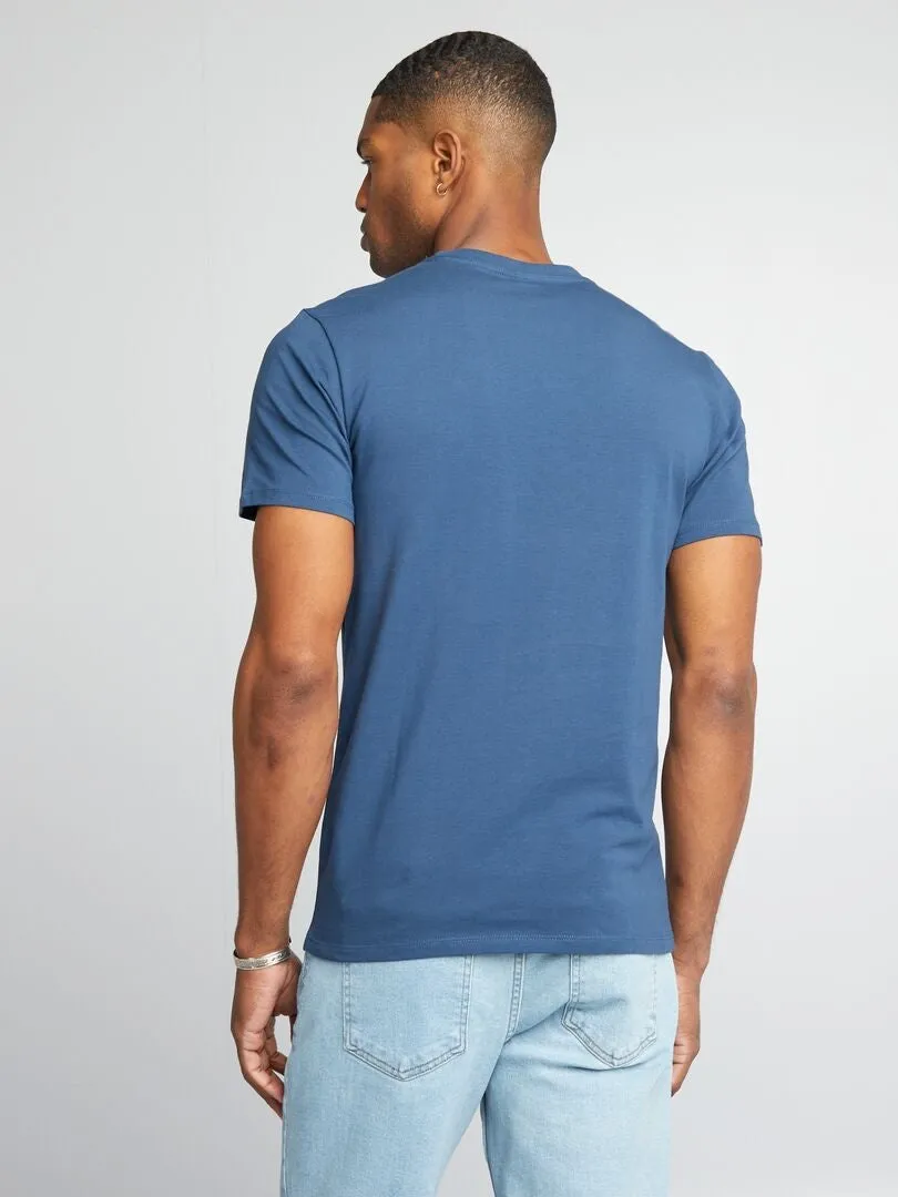 CAMISETA LISA  MUSCLE FIT  AZUL