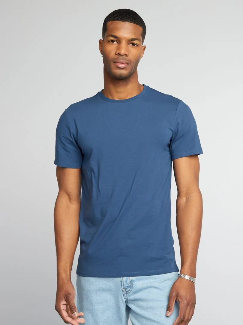 CAMISETA LISA  MUSCLE FIT  AZUL