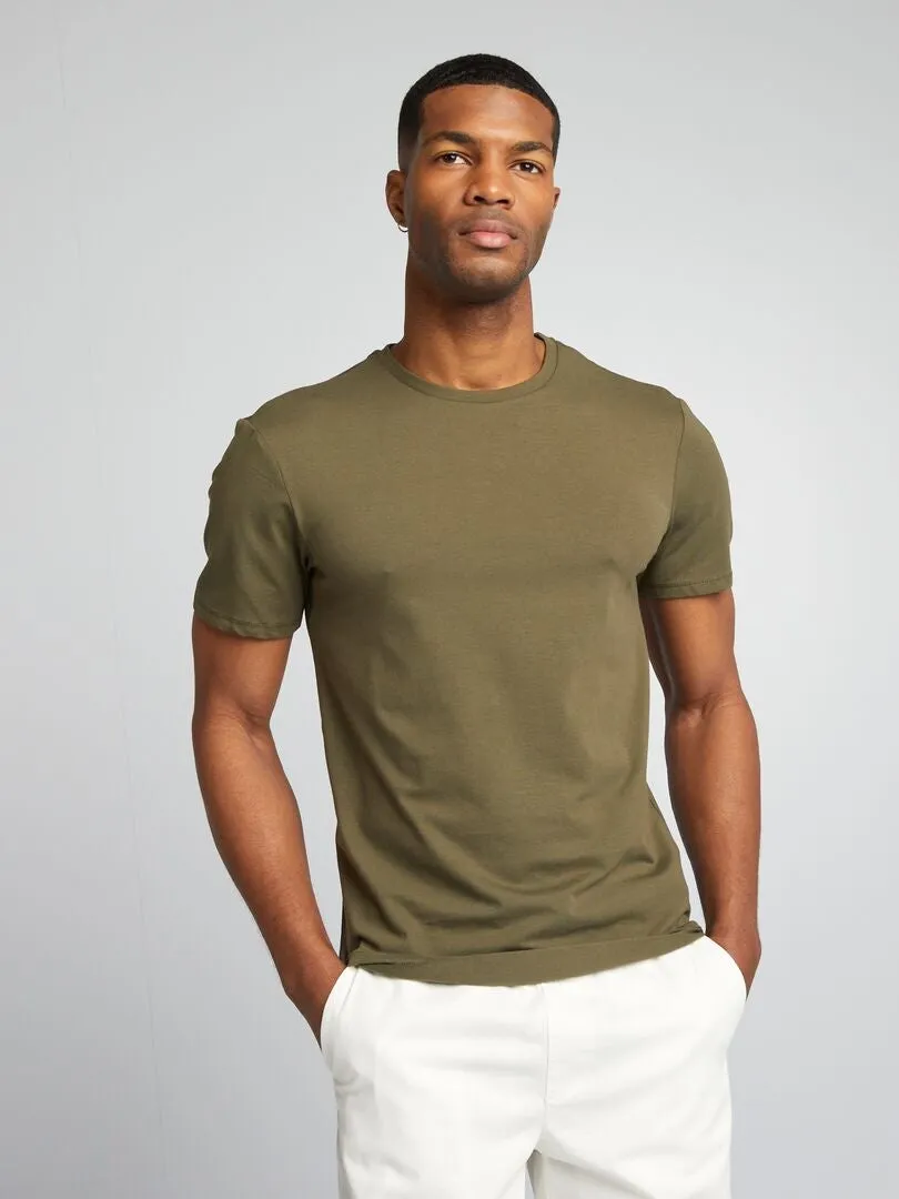 CAMISETA LISA  MUSCLE FIT  KAKI