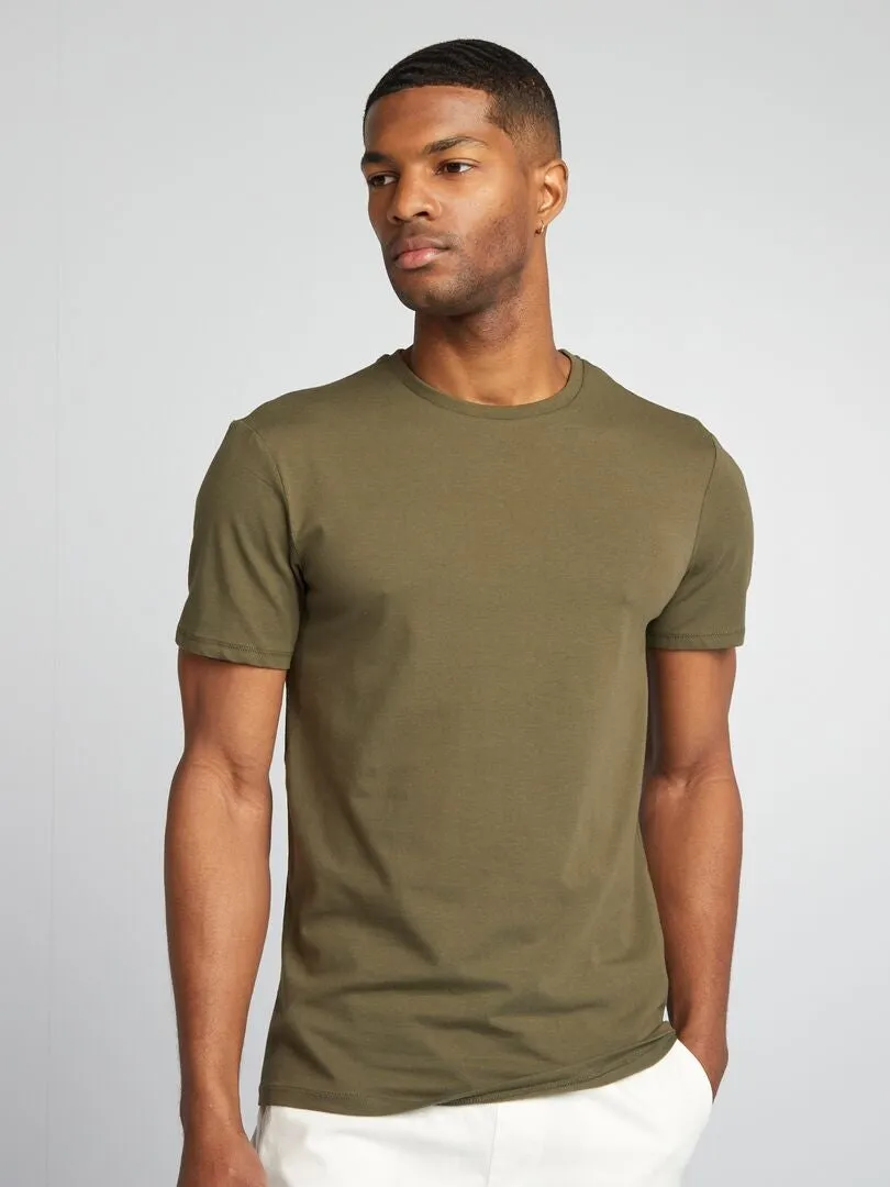CAMISETA LISA  MUSCLE FIT  KAKI