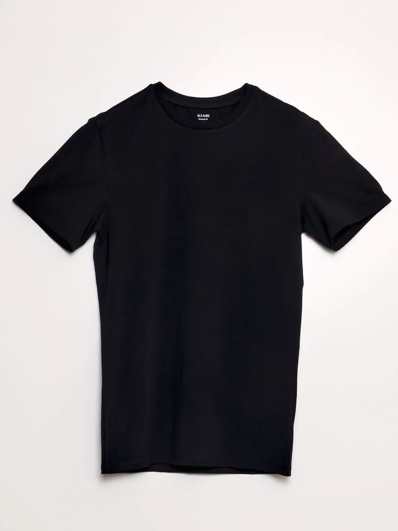 CAMISETA LISA  MUSCLE FIT  NEGRO