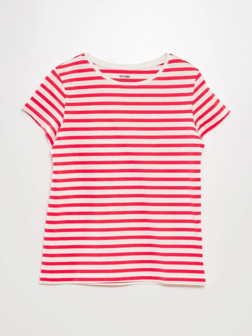 CAMISETA MARINERA ESTAMPADA  ROSA