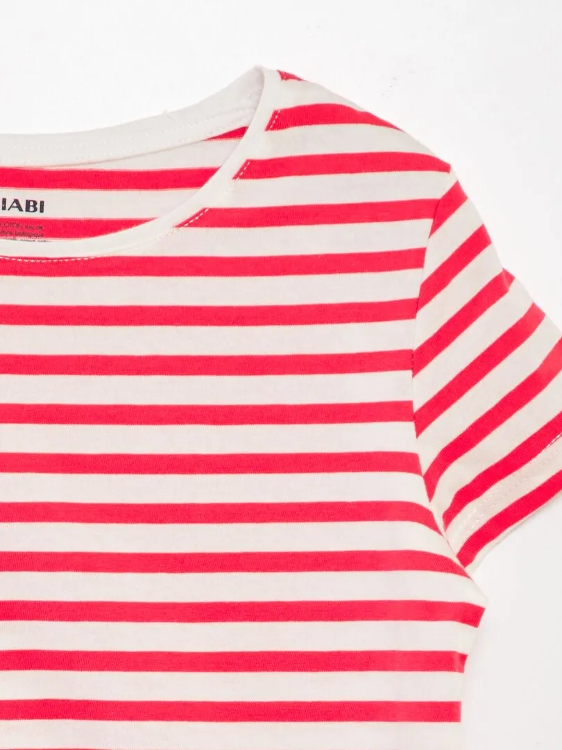 CAMISETA MARINERA ESTAMPADA  ROSA